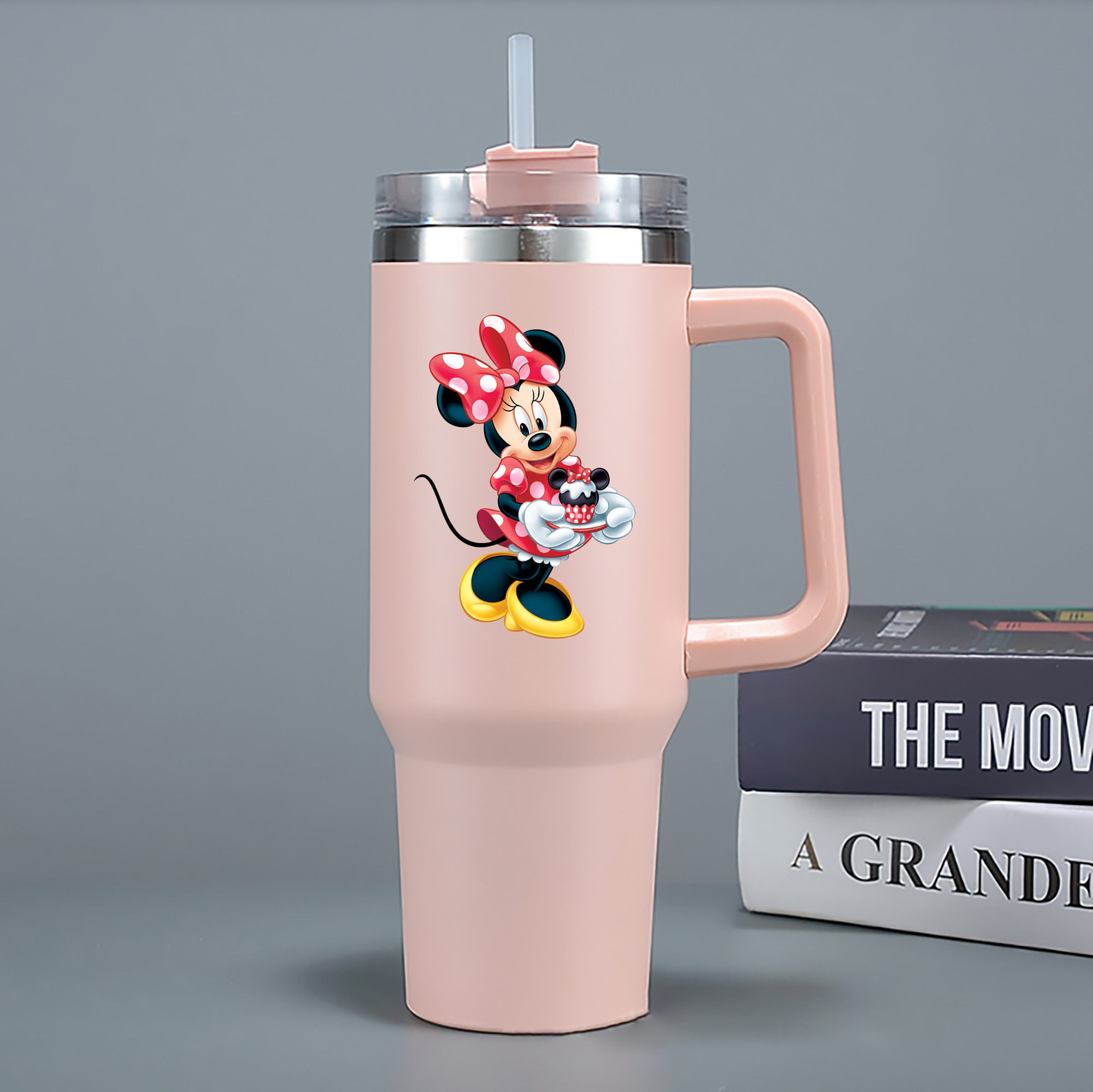 （画像用） ミッキーマウス Mickey Mouse 1200mL車用タンブラー - クリスタルステッカー（プラスチックストロー付き）